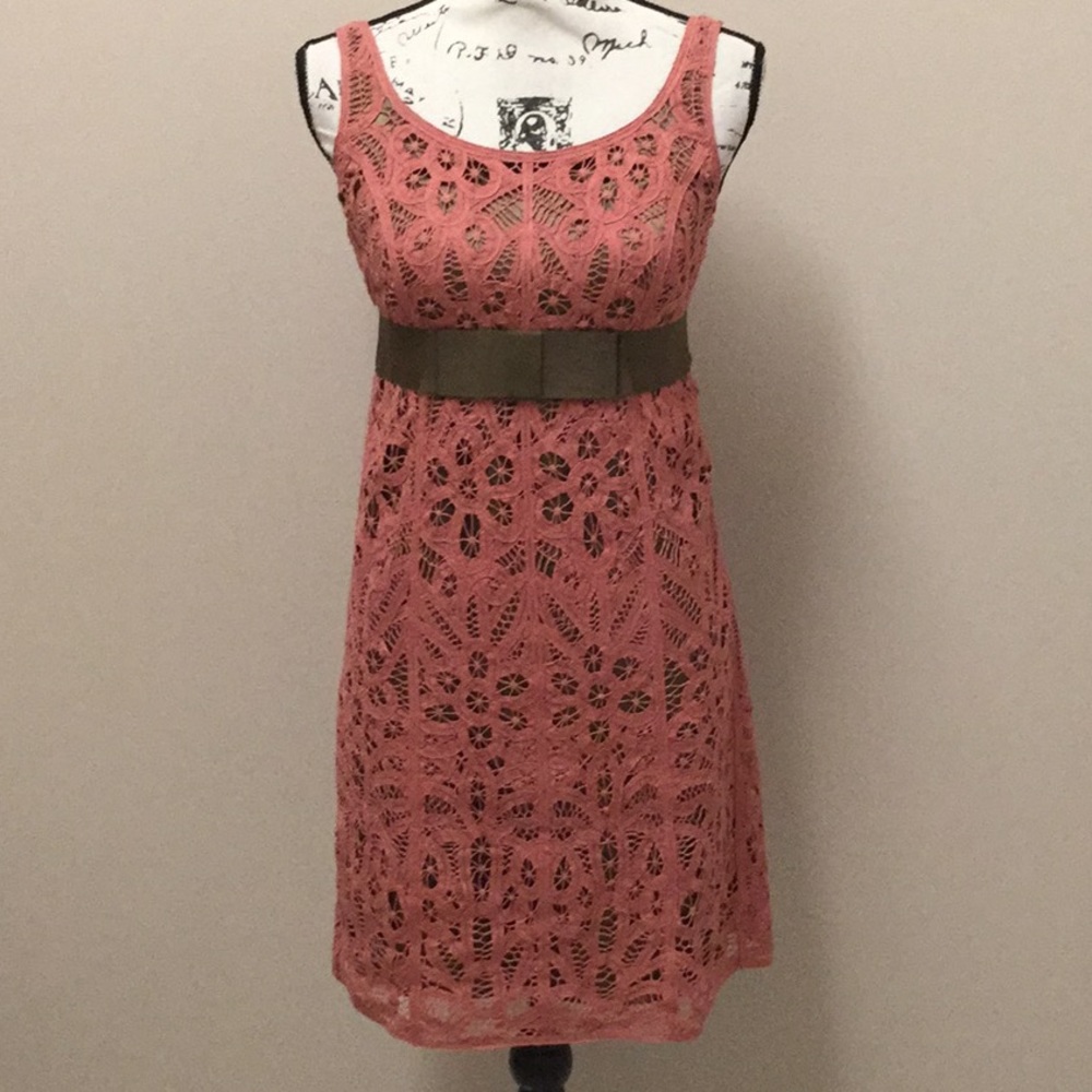 Betsey Johnson coral-salmon cotton lace dress